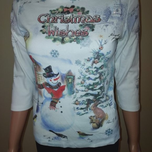STUDIO GEM CHRISTMAS WISHES 3/4 SLEEVE TEE SIZE SMALL - Picture 4 of 7
